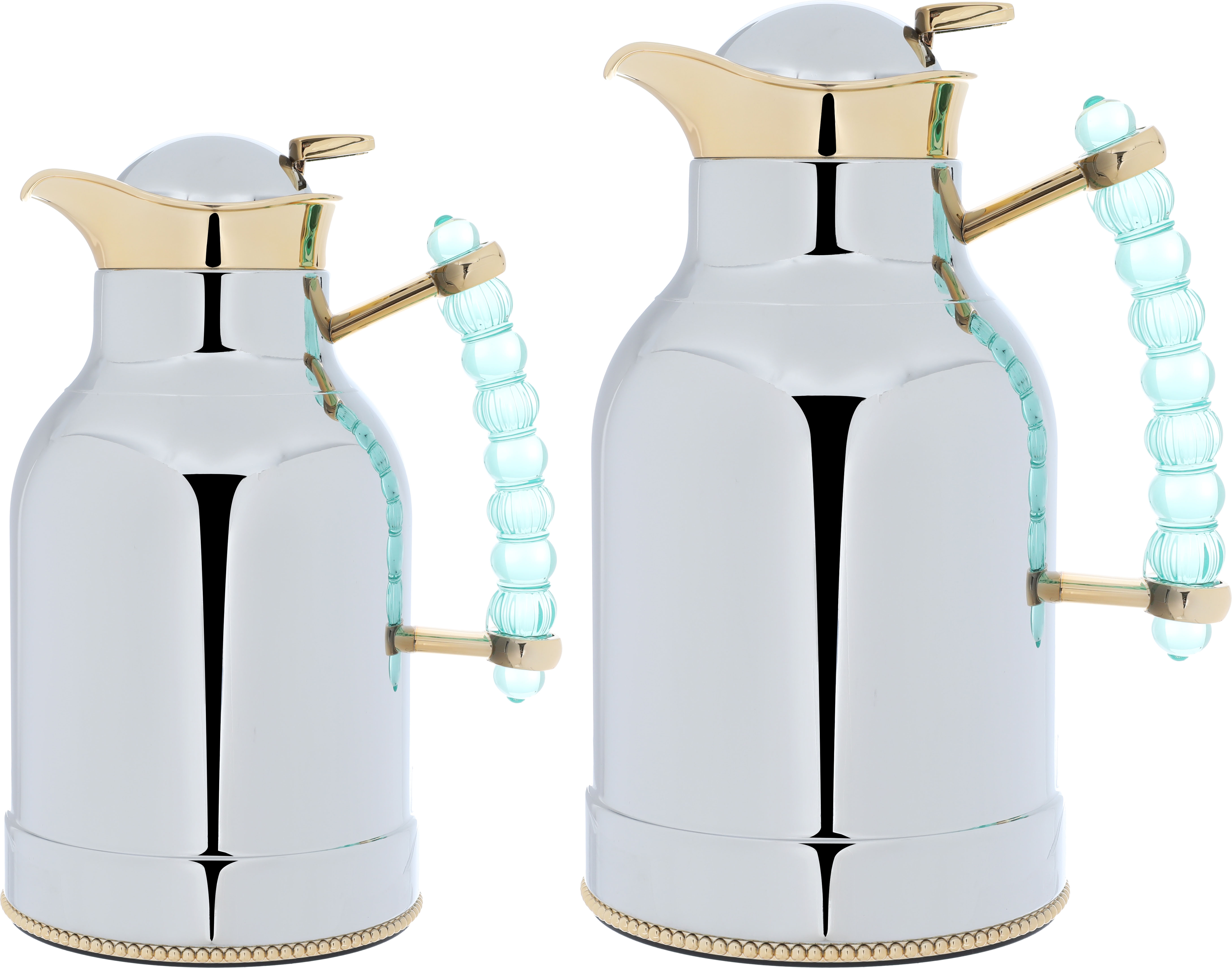 Al Saif Gallery Farida thermos set, two pieces, 1/0.7 liter, thermal glass inner container, steel outer shell - silver product image