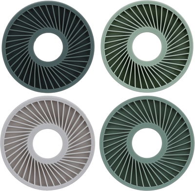 قاعدة أكواب سيليكون السيف غاليري، 9.5 سم، 4 قطع - أبيض أخضر product image 1