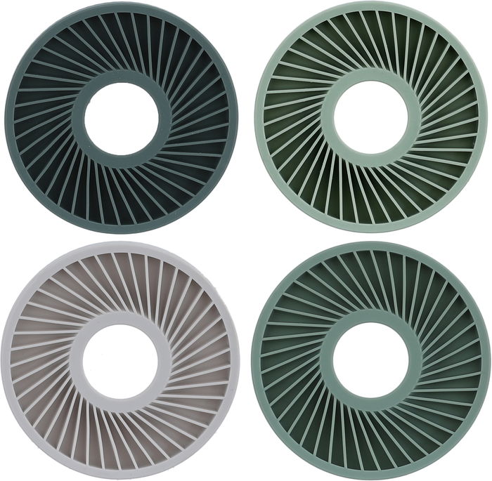 قاعدة أكواب سيليكون السيف غاليري، 9.5 سم، 4 قطع - أبيض أخضر product image 1