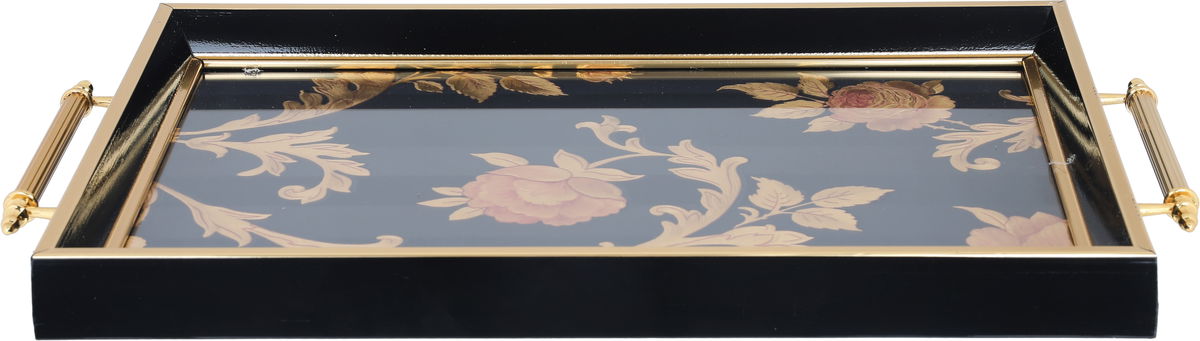 Tofaria Al Saif Gallery Glass, 30 x 47 cm, rectangle, golden rose pattern, handle - black product image