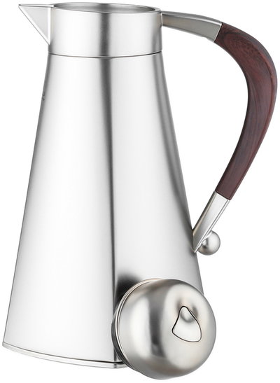 Al Saif Gallery Al Yamamah Thermos Set, 2 Pieces, 0.7/1 Liter, Glass Inner Material, Wooden Handle, Press Lid - Silver product image 6