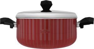 Teflon pot with stainless steel lid, 24 cm - red product image 2