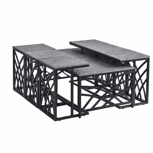 طقم طاولات خشب MDF و معدن، 7 قطع - رمادى اسود product image 2