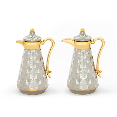طقم ترامس روافد 2 السيف غاليري، 1 /1 لتر، 2 قطعة، حافظة داخلية زجاج حراري - فضي ذهبي product image 1