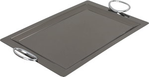 Al Saif Gallery Steel Serving Tray, 43x27.8x1 cm - Glossy Black Silver product image