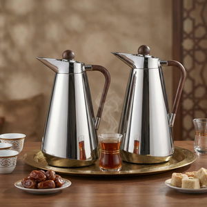 طقم ترامس طريف السيف غاليري، 1/0.7 لتر، حافظة داخلية زجاج، يد خشبي غامق، غطاء ضغاط - فضي product image 2