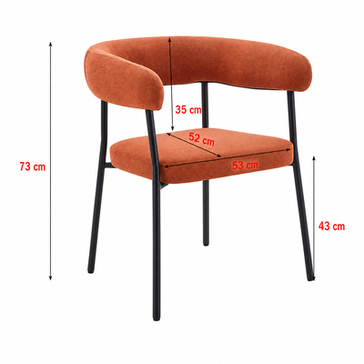 كرسي مودرن حديد ضد الصداء، 73×53×52 سم، قماش شانيل - برتقالي product image 2