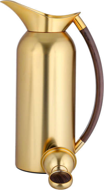 Al Saif Gallery Al Thuraya Thermos Set, 2 Pieces, 1/1 Liter, glass interior, black handle, gold push-button lid product image 6