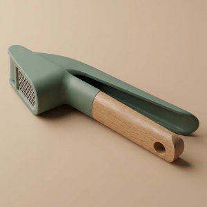 Alsaif Gallery Silicone Garlic Press, Wooden Handle - Green product image