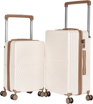 طقم شنط سفر بولي كربونات ليمرا، 20 24 بوصة، 4 عجلات، بزاوية 360 درجة، OT-9001 - بيج ذهبي product image