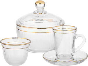 Al Saif Gallery Glass Tea Serving Set, 26 Pieces - Clear White product image