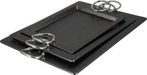 طقم صواني تقديم استيل الجهوري، 3 قطع - اسود لامع product image 2