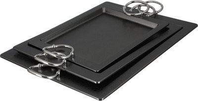 طقم صواني تقديم استيل الجهوري، 3 قطع - اسود لامع product image 2