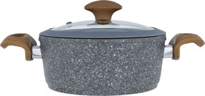Falez set of granite pots with glass lid, 9 pieces, wooden handle - dark grey product image 3