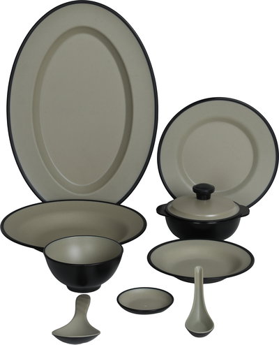 طقم سفرة ميلامين بن شيهون، 40 قطعة - بيج اسود product image 1