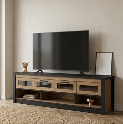 وحدة تلفزيون خشب MDF، 40×160×25 سم - بيج product image 2