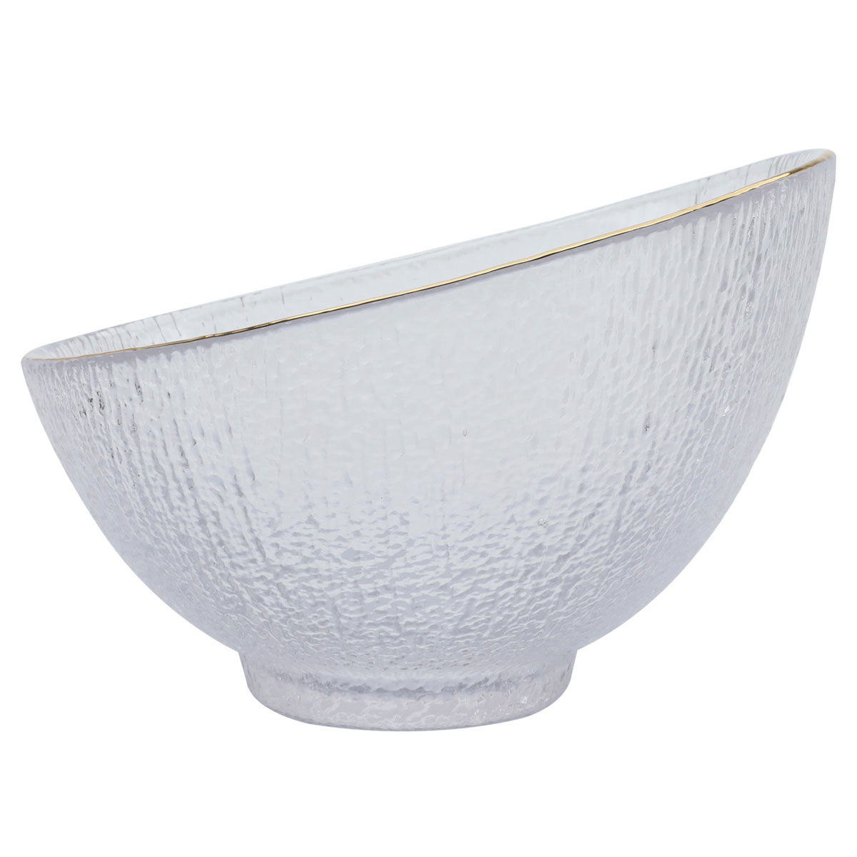 Al Saif Gallery glass bowl, 12.2 x 7.7 x 17.5 x 6.6 cm, slanted design - transparent product image 1