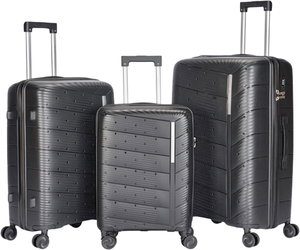 طقم شنط سفر بولي بروبيلين ليمرا، 3 مقاسات، 4 عجلات، بزاوية 360 درجة، LMA-PP508-3PCS - رمادي غامق product image