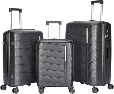 طقم شنط سفر بولي بروبيلين ليمرا، 3 مقاسات، 4 عجلات، بزاوية 360 درجة، LMA-PP508-3PCS - رمادي غامق product image 1