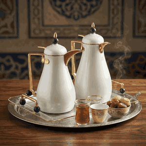 طقم ترامس كريستال السيف غاليري، 1/0.7 لتر، طوفرية، حافظة داخلية زجاج حراري، هيكل خارجي استيل - لؤلؤي ذهبي product image 2