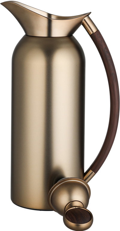 Al Saif Gallery Chandelier Thermos Set, 2 Pieces, 1/2 Liter, Tempered Glass Inner Container, Wooden Handle, Push Button - Brownie Wooden product image 5