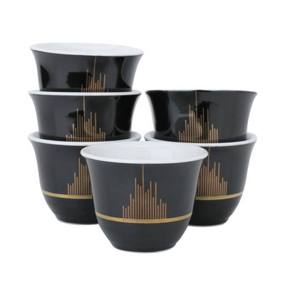 Al Saif Gallery Porcelain Arabic Coffee Cups Set, 12 Pieces - Black Gold product image 2