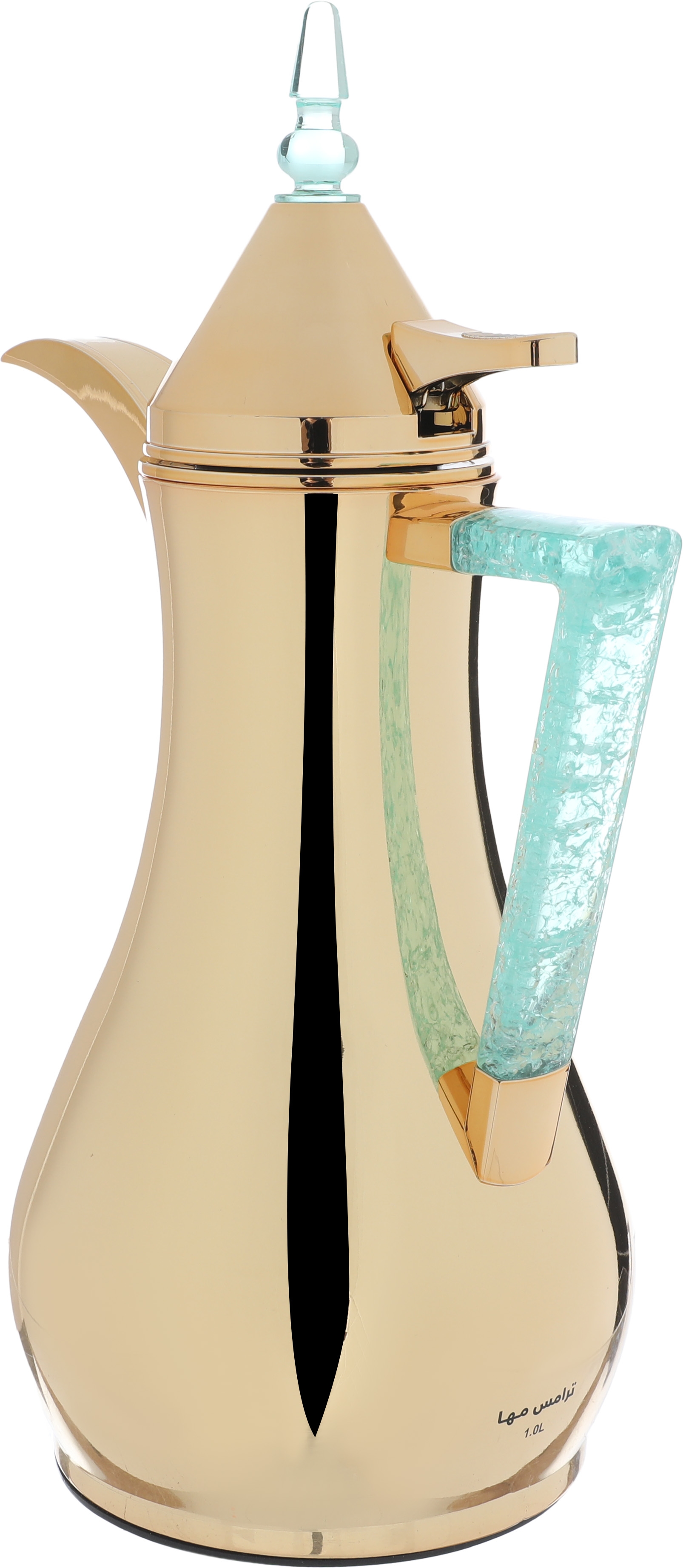 Al Saif Gallery thermos set, 1 liter, crystal handle, thermal glass inner case, steel outer case - gold product image 3
