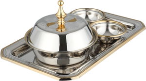 طقم تقديم تمرية اوتار استيل سيف بلص، 5 قطع، 26x16x2 سم - فضي ذهبي product image