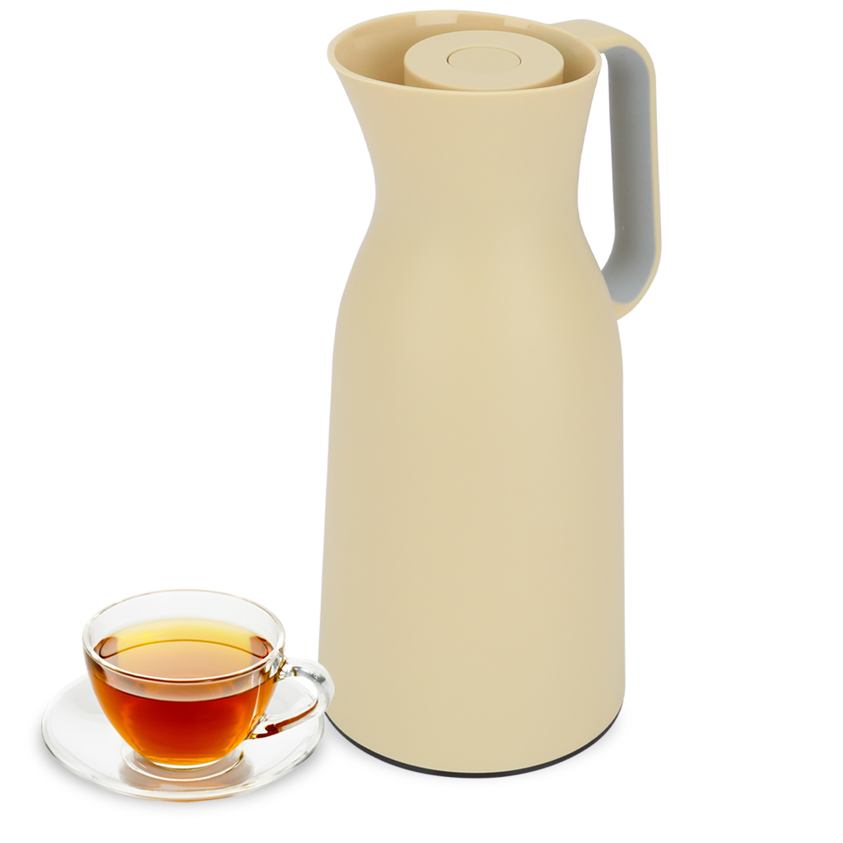 ترمس الاسكا تايملس، 1 لتر، حافظة داخلية زجاج، هيكل خارجي بلاستيك، ضغاط - بيج product image