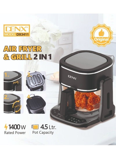 قلاية هوائية دينكس، 1800 واط، 4.5 لتر، 8 وظائف، DX3411 - اسود product image 4