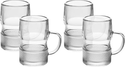 طقم بيالات شاي زجاج، 140 مل، 4 قطع، مسكة يد - شفاف product image 1