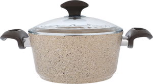 طقم قدور جرانيت بغطاء زجاجي فالز، 7 قطع، تركي - بني فاتح product image 4