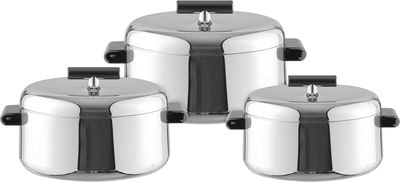 طقم حافظة طعام بلاستيك السيف غاليري، خامة داخلية ستاينلس استيل، 3 قطع، دائري - فضي لامع product image 1