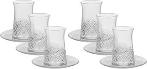 PASABAHCE Glass Tea Set with Saucers, 160ml, 12 Pieces - Clear product image