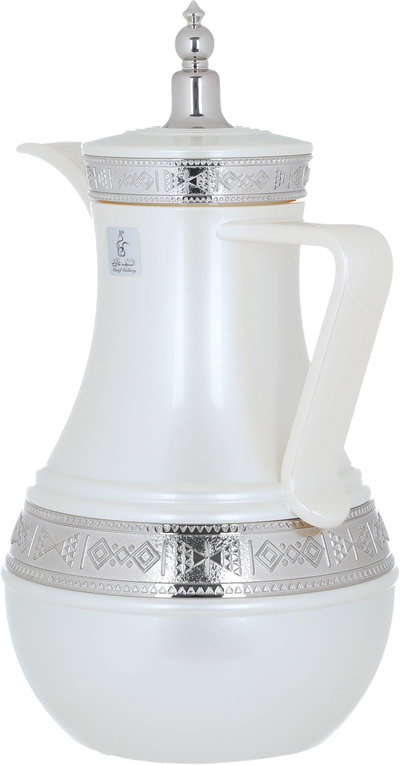 Al Saif Gallery Amal thermos set, 1/1 liter, 2 pieces, thermal glass inner shell, plastic outer shell - white product image 5