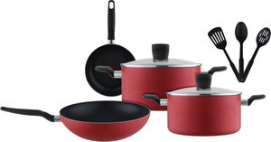 Teflon Super Cook Cookware Set, 9 Pieces - Red product image 2