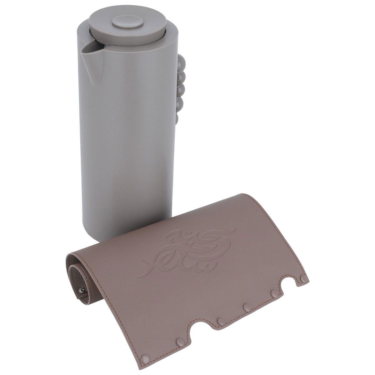 Al Saif Gallery Royal 7 glass thermos, 1 liter, with leather cover, glass inner case, plastic outer body - brown product image 3