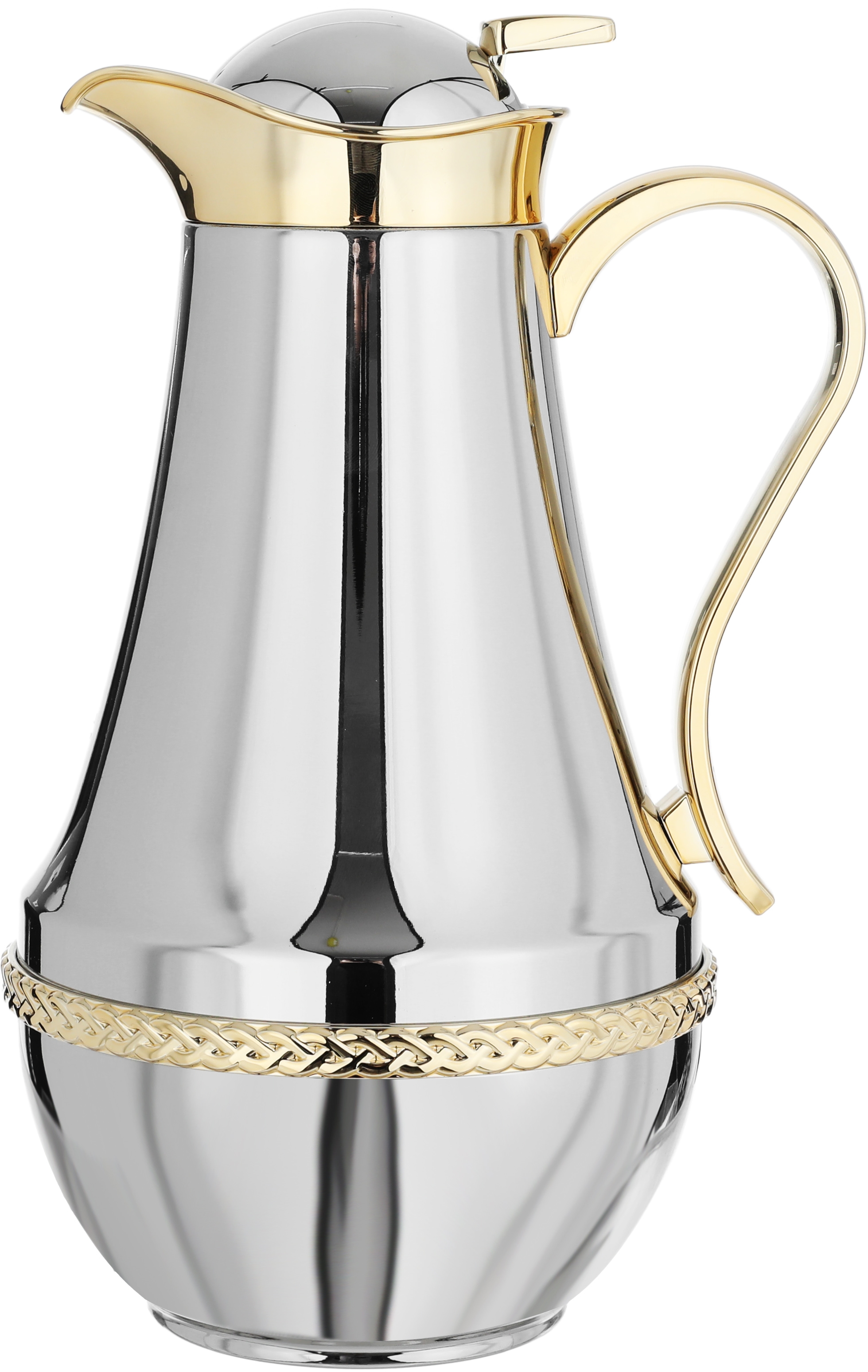 Al Saif Gallery Nouf thermos set, 0.7 / 1 liter, 2 pieces, thermal glass inner shell, stainless steel outer shell - silver gold product image 7