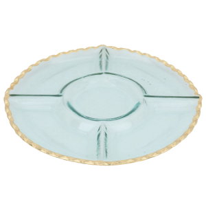 Al Saif Gallery glass plate, 2 x 33 cm, divided, golden rims - transparent product image