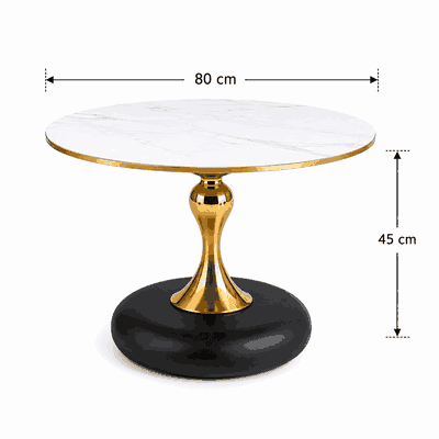 طقم طاولات سيراميك و ستيل و اكرليك، 7 قطع - اسود ذهبي product image 2