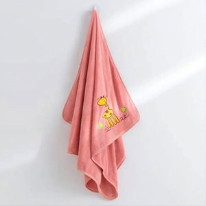 Reefi Large baby towel, polyester polyamide, rustic style, cute design, 140 x 80 cm - Apricot product image