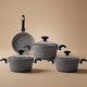 طقم قدور جرانيت بغطاء زجاجي فالز، 7 قطع، تركي - رمادي product image 1