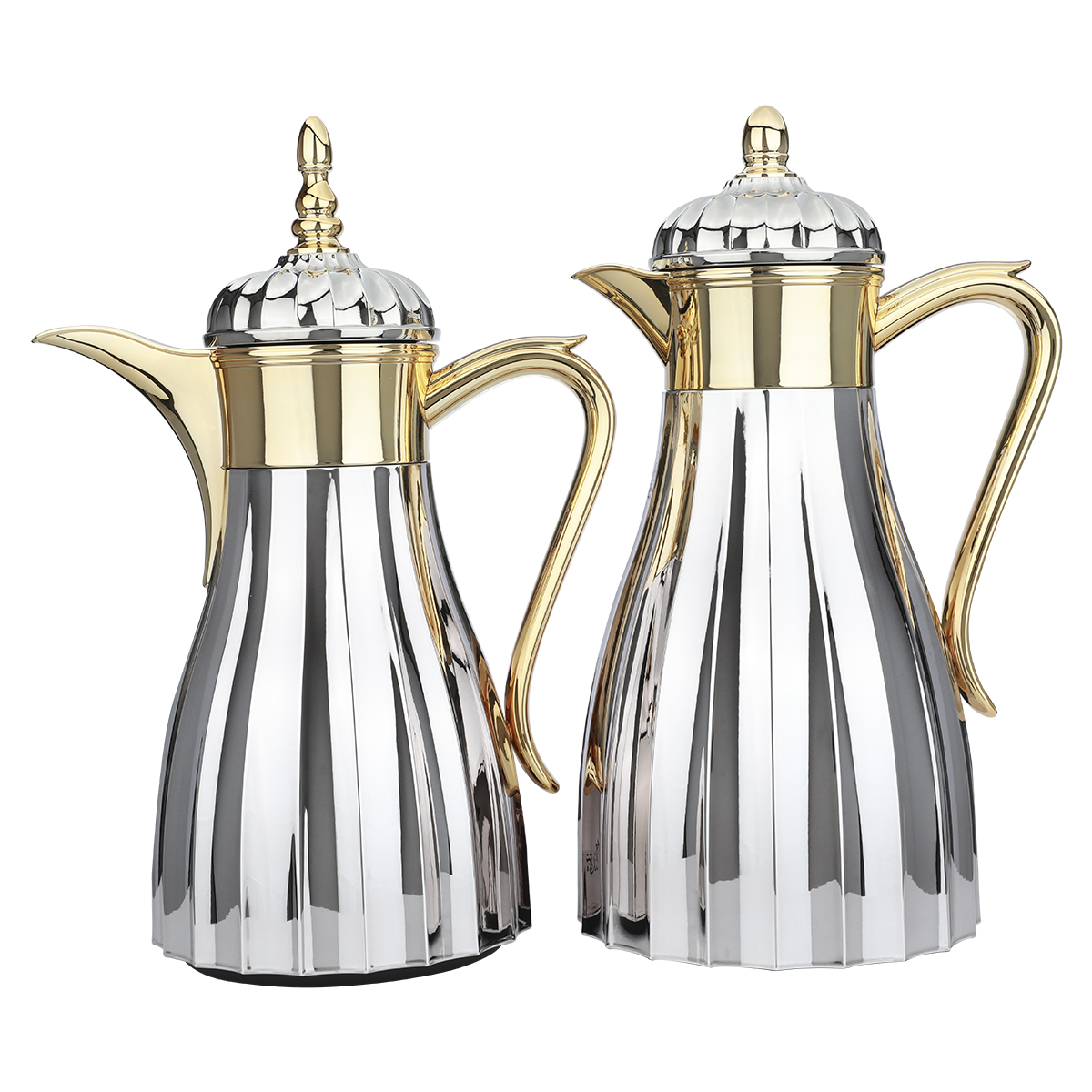 Al Saif Gallery Kinda Thermos Set, 1/0.7 L, Inner Case, Glass, Outer Body, Plastic - Silver Gold product image 1