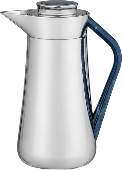 Al-Saif Gallery Al-Huda Stainless Steel Thermos, 1 Liter, Blue Handle, Push Button - Shiny Silver product image 2