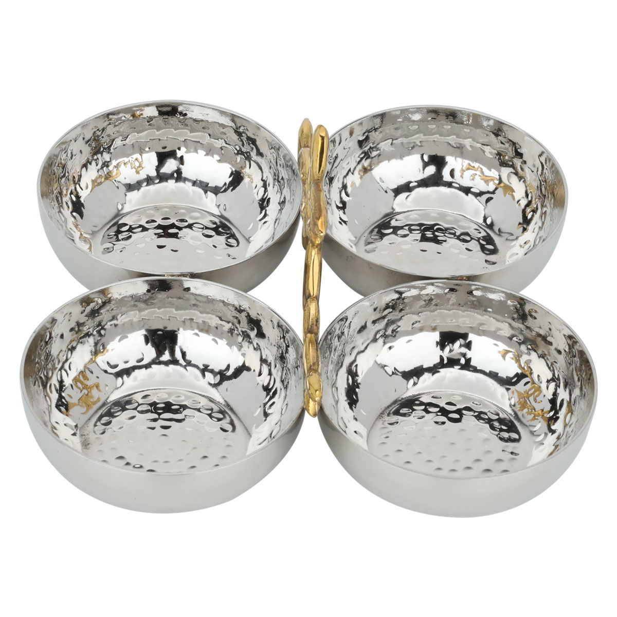 Al Saif Gallery steel serving plate, 16 x 16 x 8 cm, four sections - golden silver product image 2