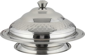 صحن تقديم غوزي ستانلس ستيل الصحاح، 45 سم، غطاء منقوش - فضي product image 2