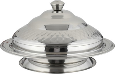 صحن تقديم غوزي ستانلس ستيل الصحاح، 45 سم، غطاء منقوش - فضي product image 2