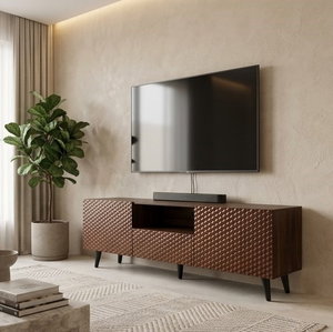 وحدة تلفزيون خشب MDF، 40×160×25 سم - بني product image 2