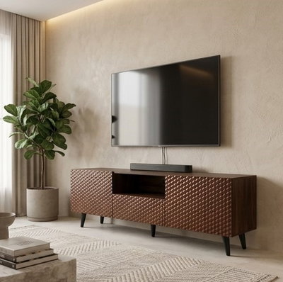 وحدة تلفزيون خشب MDF، 40×160×25 سم - بني product image 2