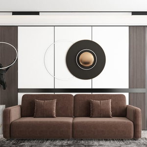 Modern Swedish wood sofa, 250x87x38 cm, velvet fabric - brown product image